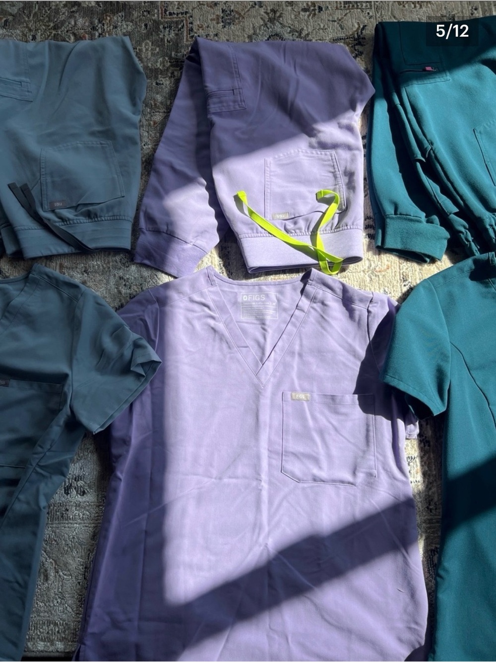 Figs  Lavender V-Neck Scrub Top and bottom